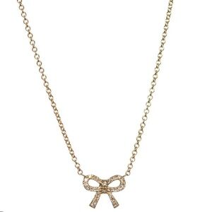 14k Yellow Gold and Diamond Bow Necklace